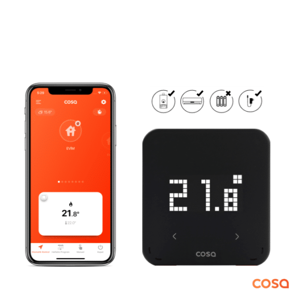 Cosa P4TR-10-AC Akıllı Oda Termostatı Kablosuz Kombi ve Klima  Kontrolü Adaptörlü - Görsel 2