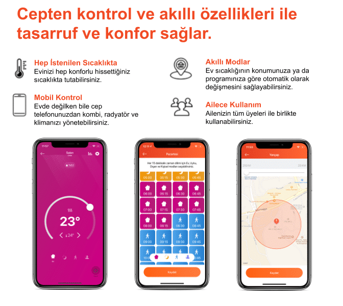 Cosa P4TR-10-AC Akıllı Oda Termostatı Kablosuz Kombi ve Klima Kontrolü Adaptörlü 6