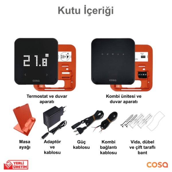 Cosa P4TR-10-AC Akıllı Oda Termostatı Kablosuz Kombi ve Klima  Kontrolü Adaptörlü - Görsel 4