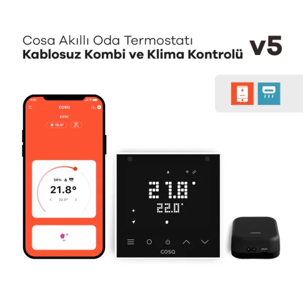 Cosa Akıllı Oda Termostatı Kablosuz Kombi ve Klima Kontrolü v5 - Görsel 2